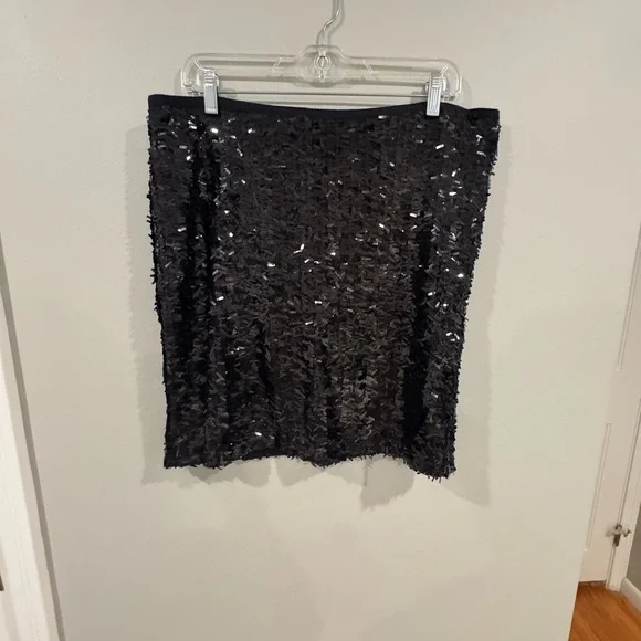 Ann Taylor Women’s Black Sequin Above Knee Length Skirt Size 14 - Picture 1 of 6